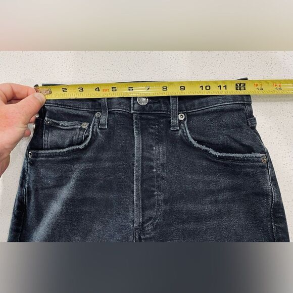 AGOLDE Riley Crop Jeans 24x26 High Rise Straight Black Stretch Denim EUC - Picture 7 of 11